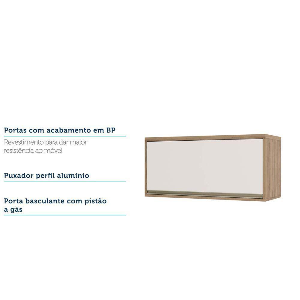 Armário Aéreo 80 Cm 1 Porta Basculante Mel Luciane Móveis Vanilla Com Pérola Off - 7