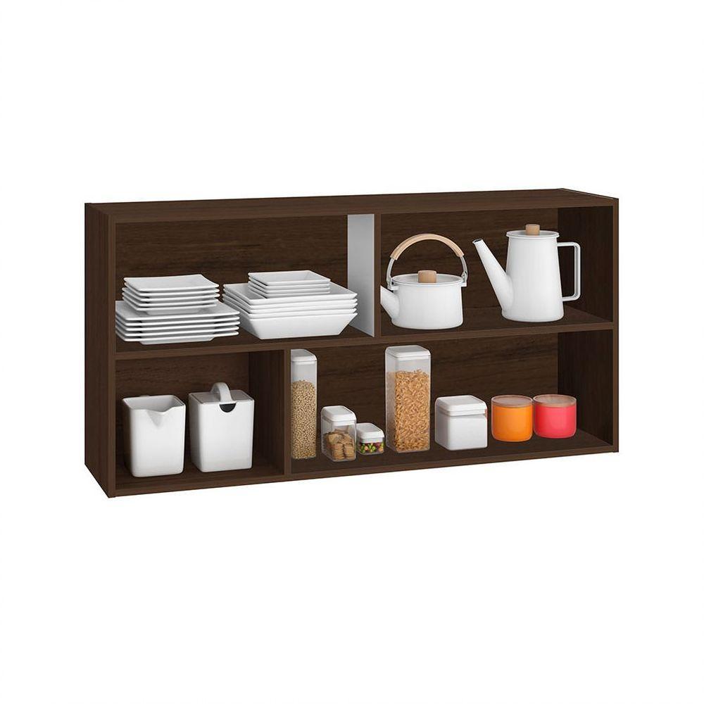 Armário Aéreo Basculante Reflecta 1,20m 2 Portas Evidence Poliman Amêndoa Com Amarelo - 3