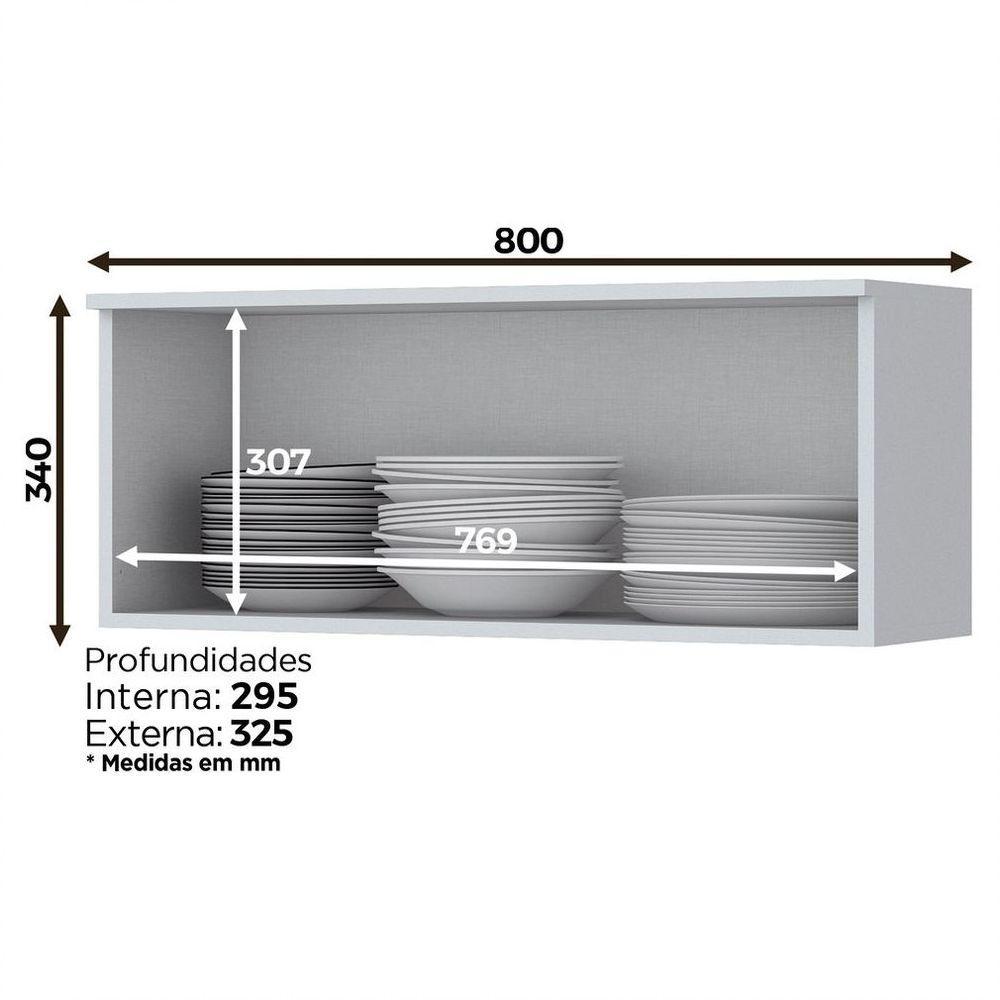 Armário De Cozinha Aéreo 01 Porta Basculante 80 Cm Nova York Henn Branco - 7