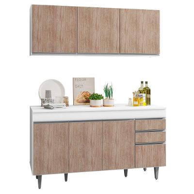 Armário Aéreo Argélia e Balcão Gabinete Tampo 150cm Branco