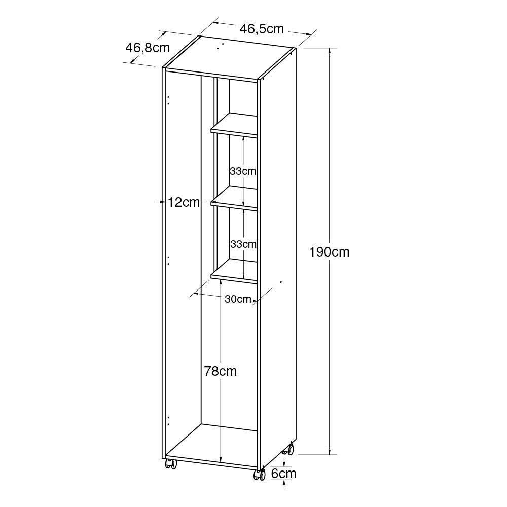 Armário Multiuso com Rodízios e Cabideiros Mendoza Branco - 4
