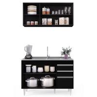 Armário Aéreo E Balcão Com Pia 120Cm Michigan Preto - 3