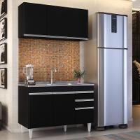 Armário Aéreo E Balcão Com Pia 120Cm Michigan Preto