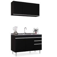 Armário Aéreo E Balcão Com Pia 120Cm Michigan Preto - 6