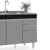 Armário Aéreo E Balcão Com Pia 120Cm Michigan Preto/Cinza - 2