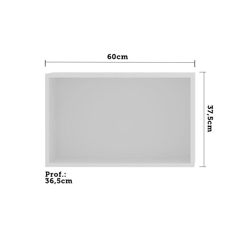Armário Aéreo Basculante 60 Cm 1 Porta Cristal Luciane Móveis Branco Polar Com Branco Pet - 6