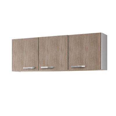 Armário Aéreo 3 Portas 150cm Lumil Móveis Branco e Castanho
