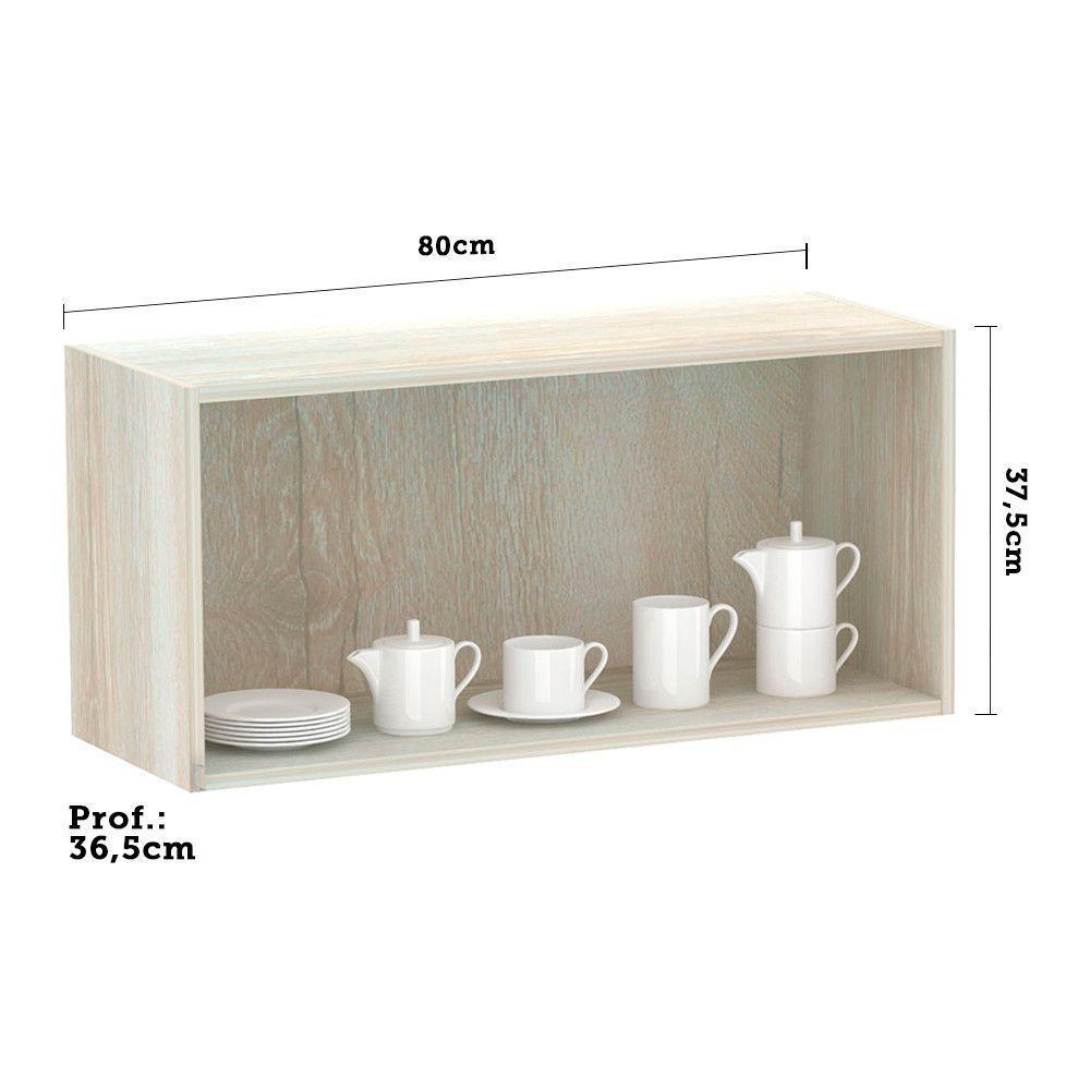 Armário Basculante 80cm 1 Porta Lis Legno Crema C/Verde - 3