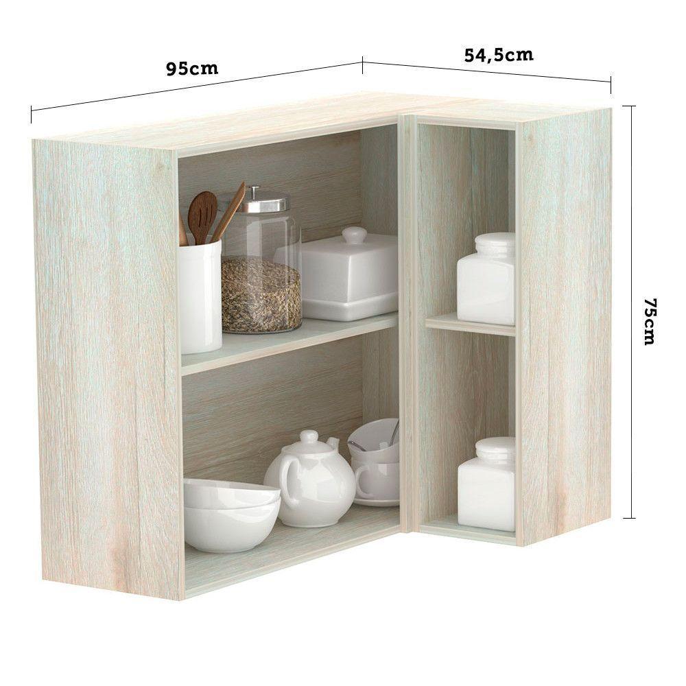 Armário Canto Reto Conjugado 2 Portas Lis Legno Crema C/Ci - 3