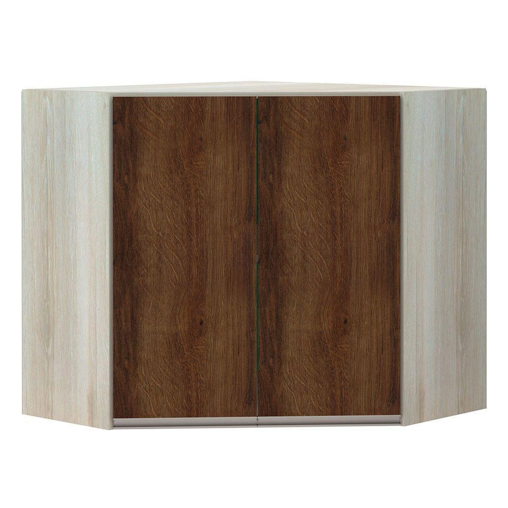 Armário Canto Diagonal 2 Portas Legno Crema C/Nogueira - 1