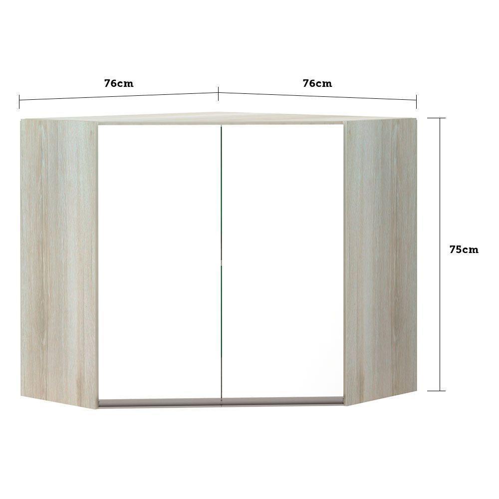 Armário Canto Diagonal 2 Portas Legno Crema C/Branco Polar - 2