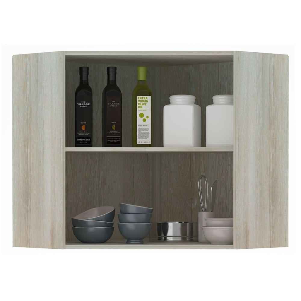 Armário Canto Diagonal 2 Portas Legno Crema C/Branco Polar - 3