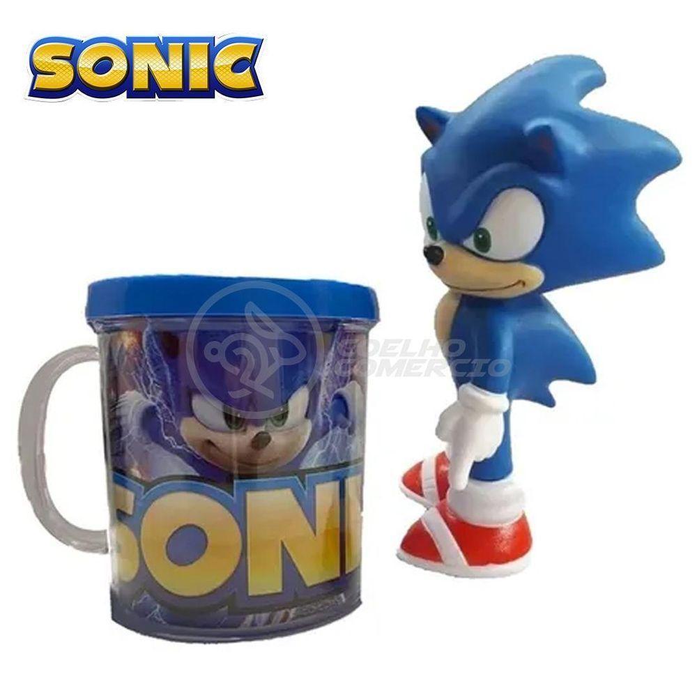 Kit Boneco Sonic Azul Articulado 15Cm + Caneca 350Ml Nº11 - 6
