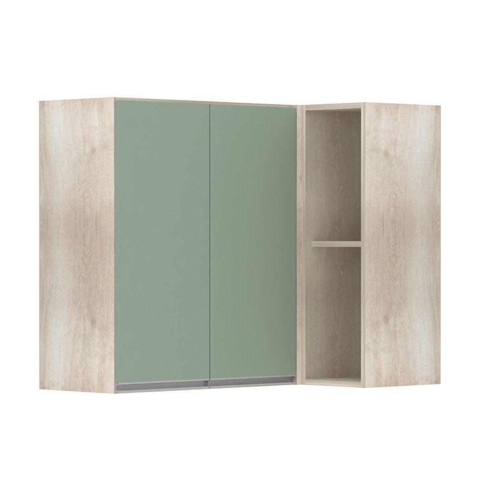Armário Canto Reto Conjugado 2 Portas Legno Crema C/Verde - 1