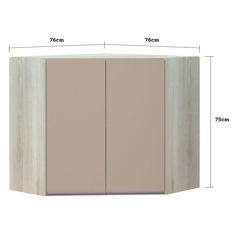 Armário Canto Diagonal 2 Portas Luci Legno Crema C/Connect - 3