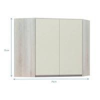 Armário Canto Diagonal 2 Portas Luci Legno Crema C/Kashmir - 2
