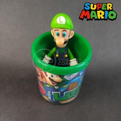 Kit Boneco Colecion. Luigi Super Mario 13Cm + Caneca
