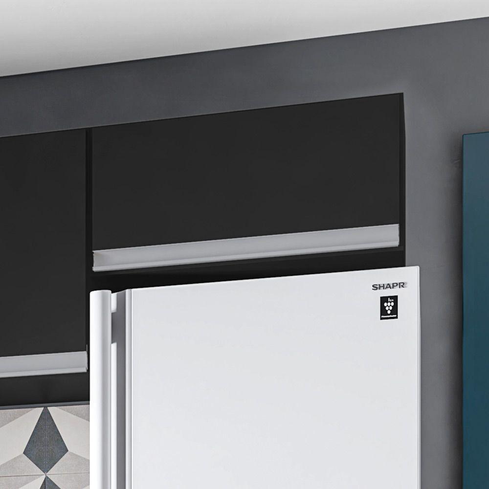 Kit 02 Armários Aéreo Multiuso 60Cm 100% Mdf Preto - 3