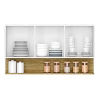 Armário Aéreo 3 Portas Nicho 120cm Branco Freijó - 2