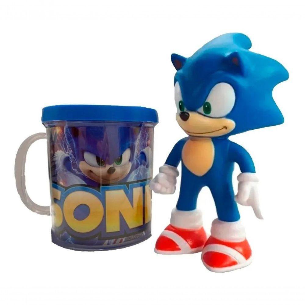 Kit Sonic The Hedgehog Caneca + Boneco 16Cm - 1