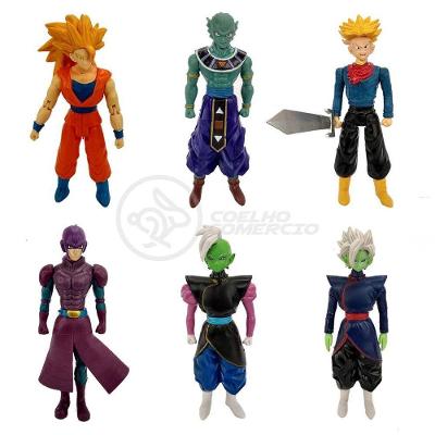 Kit 6 Bonecos Dragon Ball Super Goku Ssj3, Zamasu