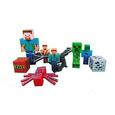 Kit Cartelado Minecraft 3 Bonecos +Dragão + Creeper + Aranha