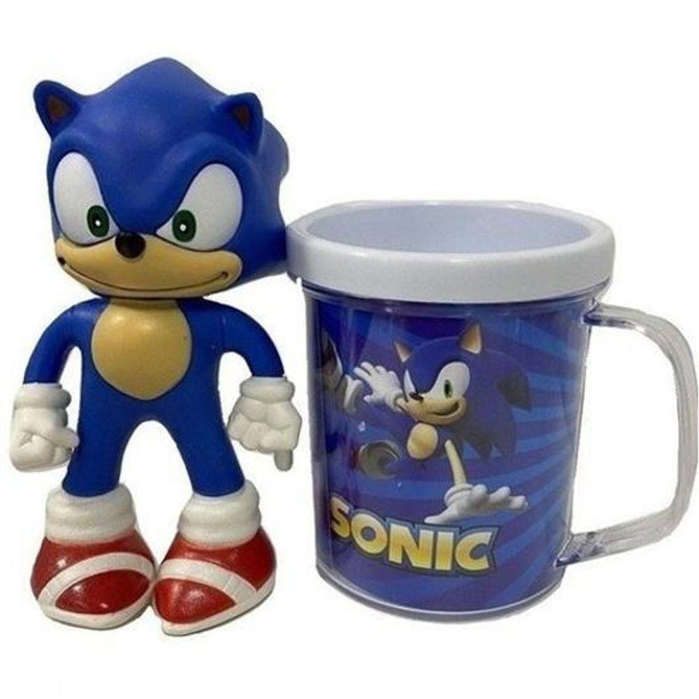 Kit Sonic The Hedgehog Caneca + Boneco 16Cm - 1