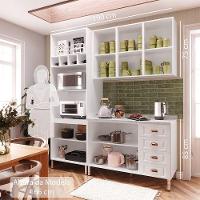 Armário De Cozinha Compacta 3 Peças Com Tampo Cristal Luciane Móveis Branco Polar Com Branco Pet E Marmore - 7