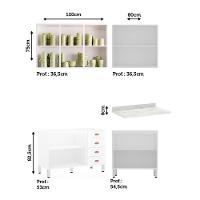 Armário De Cozinha Compacta 4 Peças Com Vidro Janelinha Cristal Luciane Móveis Branco Polar Com Branco Pet E Marmore - 3