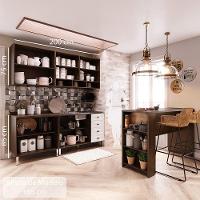 Armário De Cozinha Compacta 4 Peças E Bancada Gourmet Safira Luciane Móveis Nogueira Dourado Com Branco Pet - 4