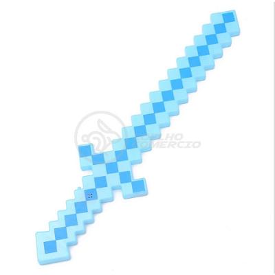 Kit Brinquedo Espada Pixel Minecraft 58cm C/Som Luz+3 Pilhas