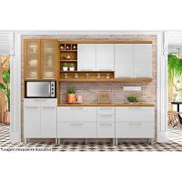 Módulo Cozinha Nesher Burguesa Balcão  Premium 1 Porta e 1 Gaveta c/ Tampo Freijó/Branco - 3