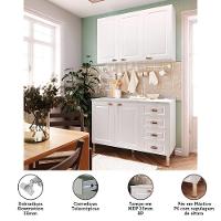 Armário De Cozinha Compacta 2 Peças Com Tampo Cristal Luciane Móveis Branco Polar Com Branco Pet E Marmore - 4