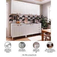 Armário De Cozinha Compacta 4 Peças Sem Pia Cristal Luciane Móveis Branco Polar Com Branco Pet E Marmore - 2