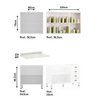 Armário De Cozinha Compacta 4 Peças Sem Pia Cristal Luciane Móveis Branco Polar Com Branco Pet E Marmore - 3