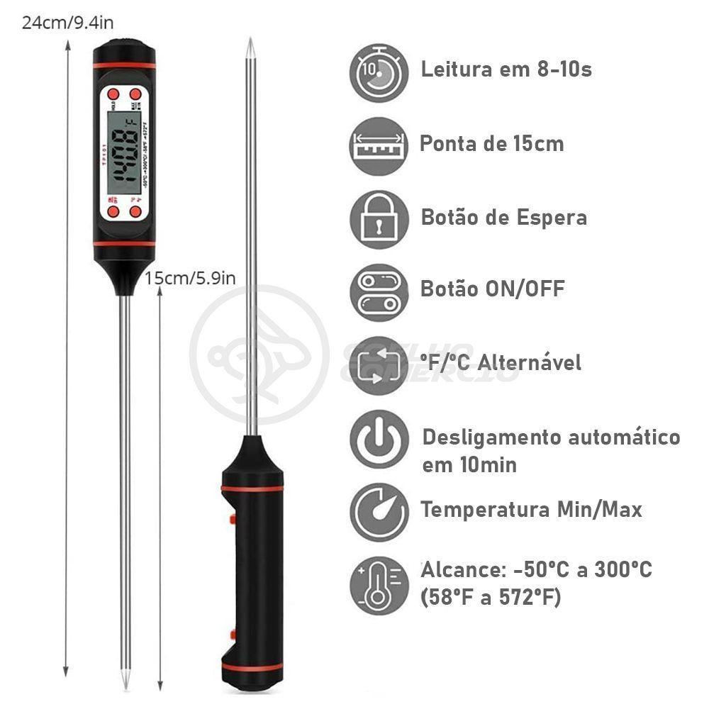 Termômetro Culinário Cozinha Digital Mede -50ºc A +300ºc - 1