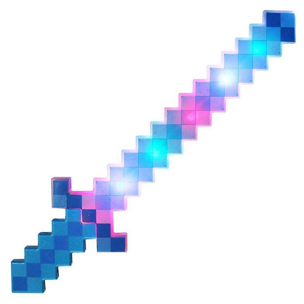 Brinquedo Espada Pixel 58Cm Diamante Com Som E Luz À Pilha - Azul - 1