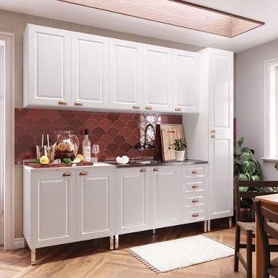 Cozinha Completa 5 Peças sem Pia Cristal 11 Portas 4 Gavetas MDF Branco