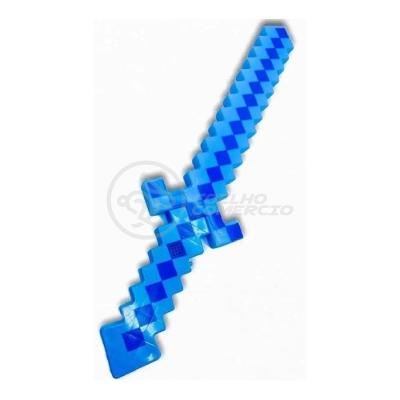 Kit Brinquedo Espada Pixel Minecraft 58cm C/Som Luz+3 Pilhas