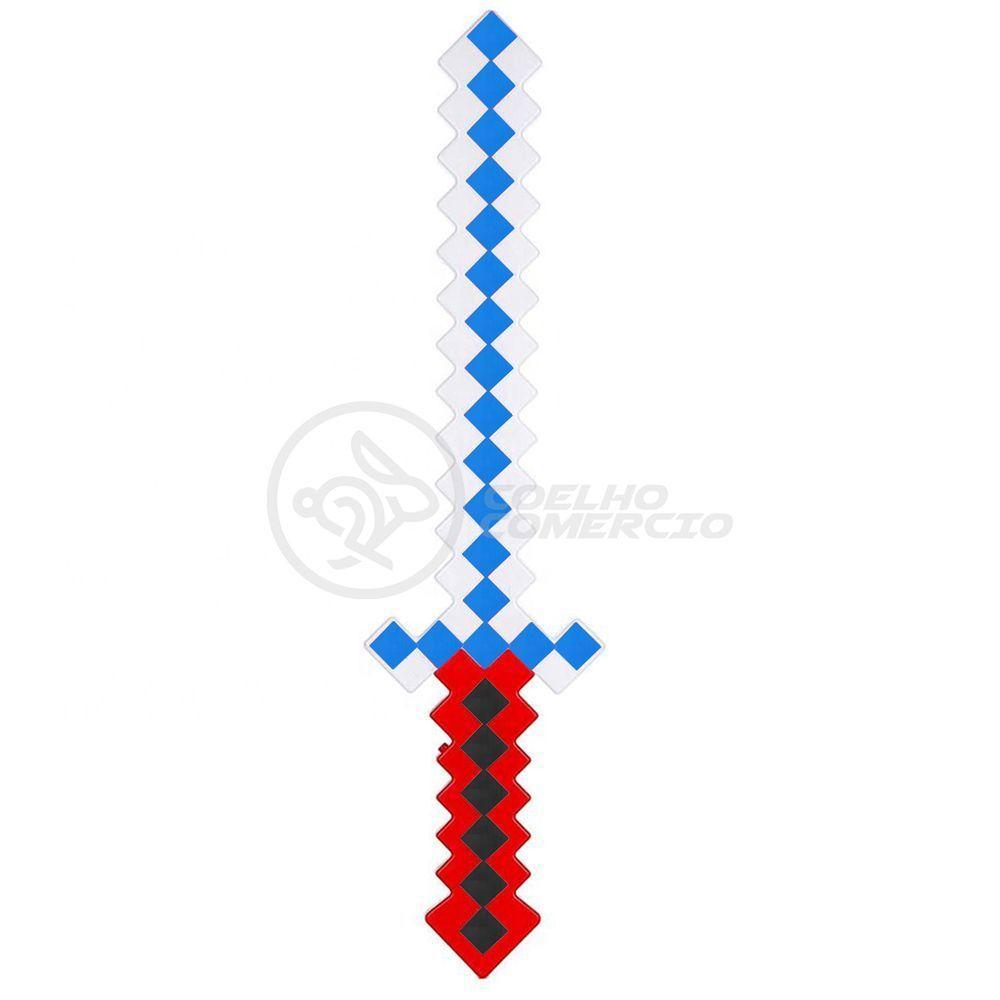 Brinquedo Espada Pixel 58Cm Diamante Com Som E Luz À Pilha - Vermelho - 1