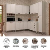 Armário De Cozinha Completa 8 Peças Com Espaço Para Micro-ondas E Tampo Agatha Luciane Móveis Legno Crema Com Branco Pet - 4