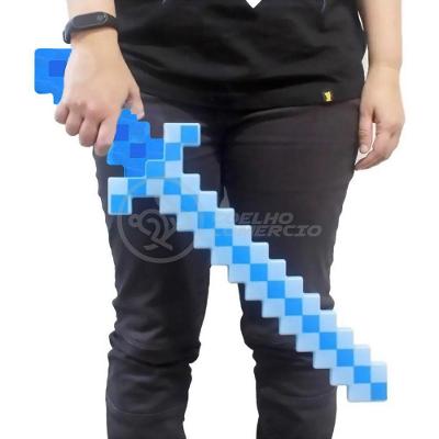 Brinquedo Espada Pixel Minecraft 58cm à Pilha azul