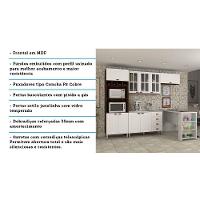 Armário De Cozinha Compacta 4 Peças Com Tampo E Bancada Agatha Luciane Móveis Nogueira Dourado C/ Branco Pet E Marmore - 2