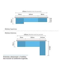 Armário De Cozinha Compacta 4 Peças Com Tampo E Bancada Agatha Luciane Móveis Nogueira Dourado C/ Branco Pet E Marmore - 3