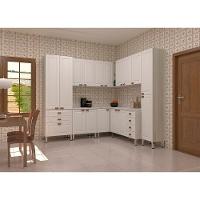 Armário De Cozinha Completa 8 Peças Com Tampo Agatha Luciane Móveis Legno Crema Com Branco Pet - 1