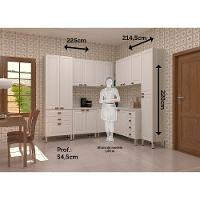 Armário De Cozinha Completa 8 Peças Com Tampo Agatha Luciane Móveis Legno Crema Com Branco Pet - 4