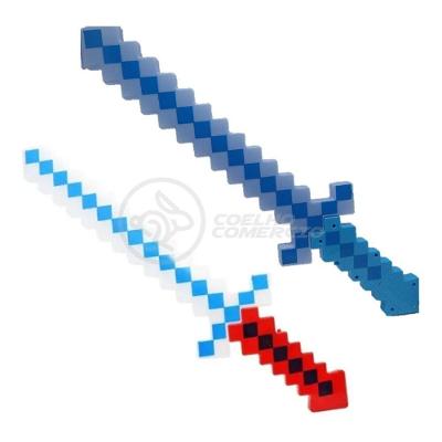 Brinquedo Espada Pixel Minecraft 58cm à Pilha azul