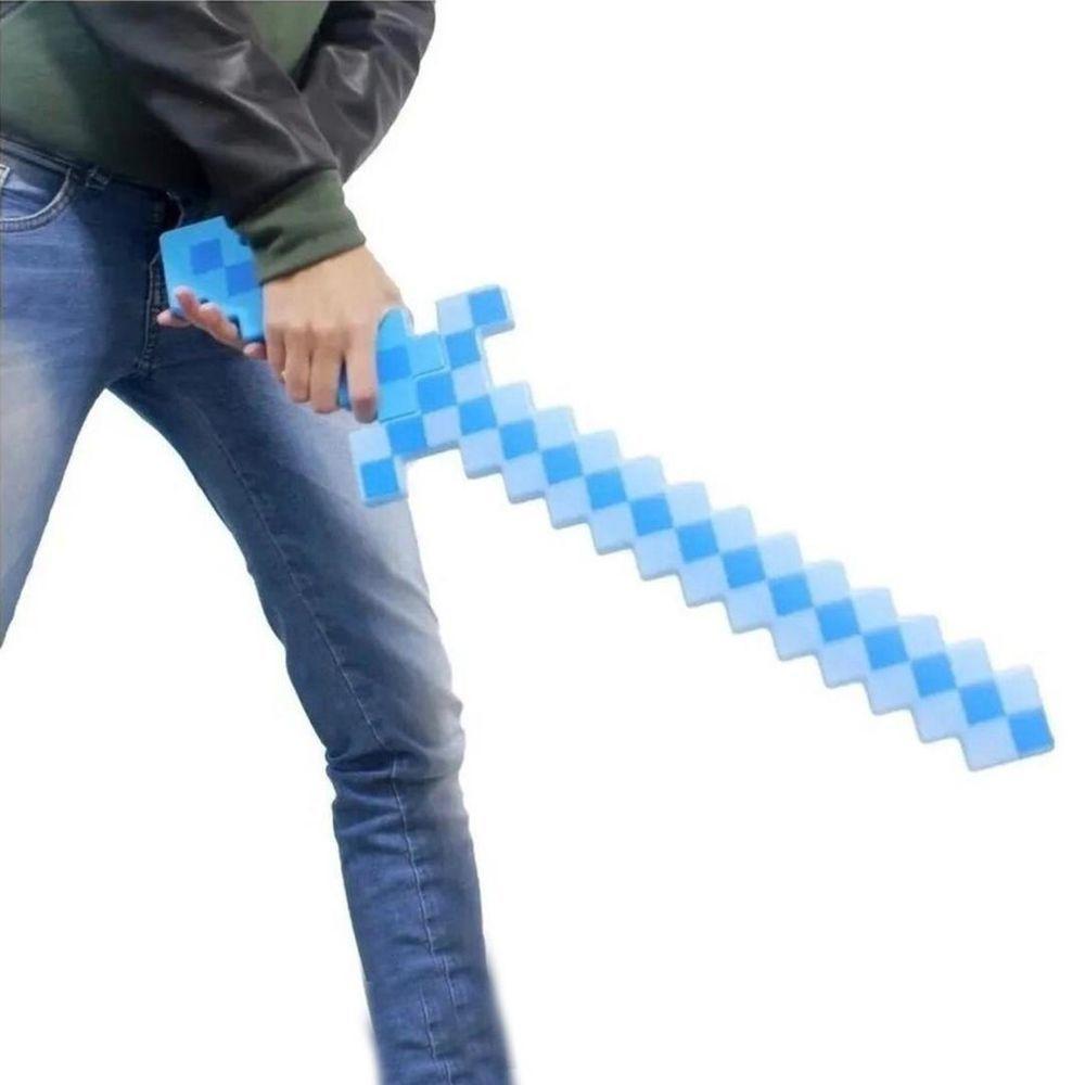 Brinquedo Espada Pixel 58Cm Diamante Com Som E Luz À Pilha - Azul - 2