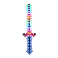 Brinquedo Espada Pixel 58Cm Diamante Com Som E Luz À Pilha - Azul - 1