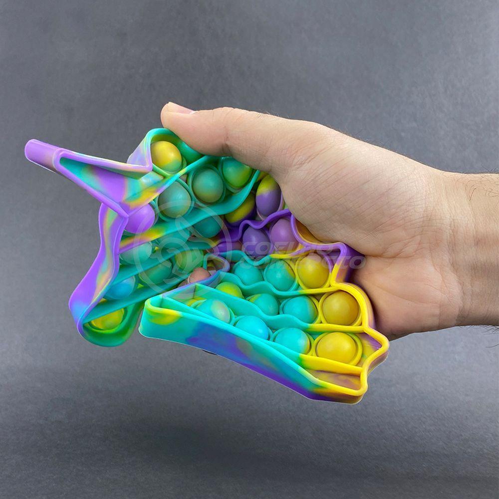 Pop It Tie Dye Unicórnio Anti Stress Verde, Roxo E Amarelo - 1